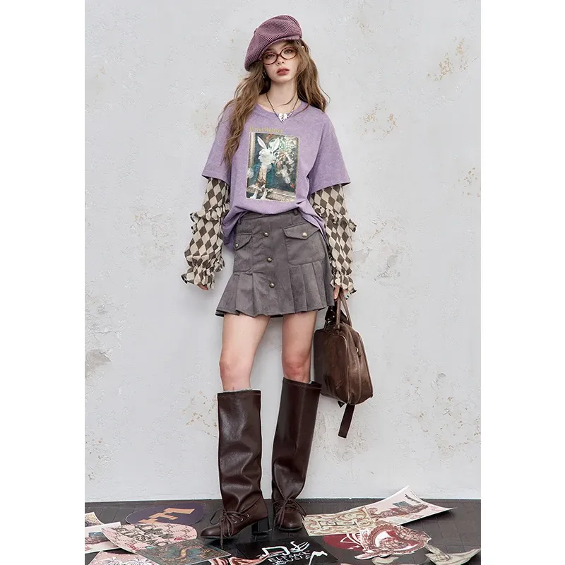 ELFSACK Romantic Y2K Ruffle Sleeve Cotton Top