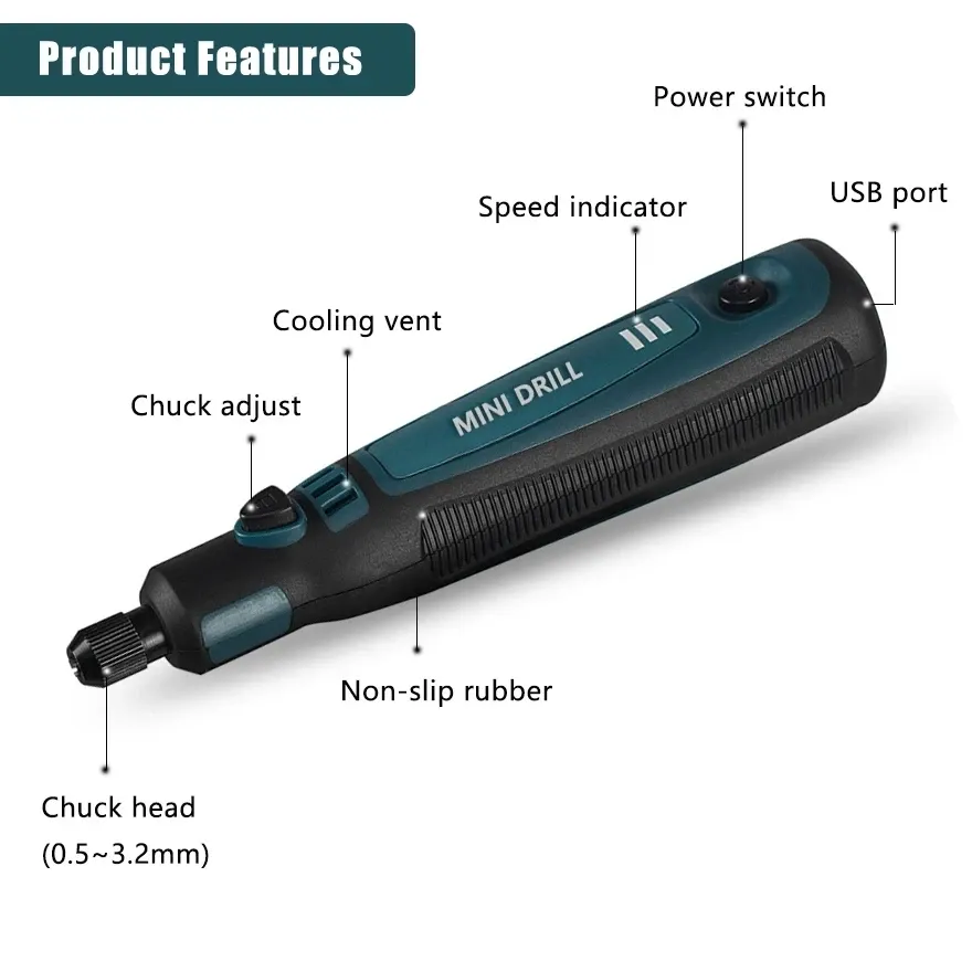 3-Speed Cordless Mini Rotary Drill Engraver