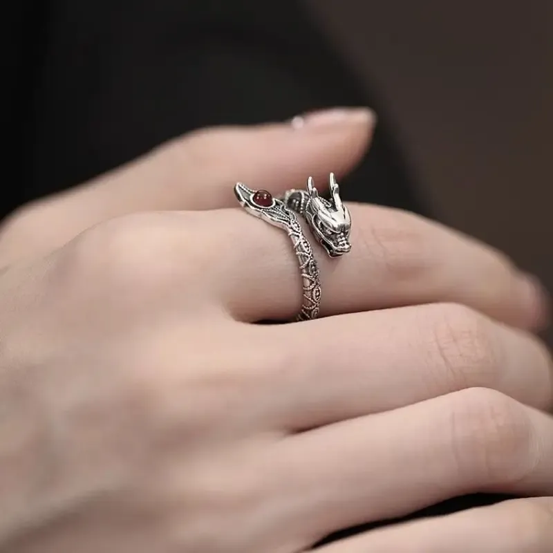 925 Sterling Silver Dragon Open Ring