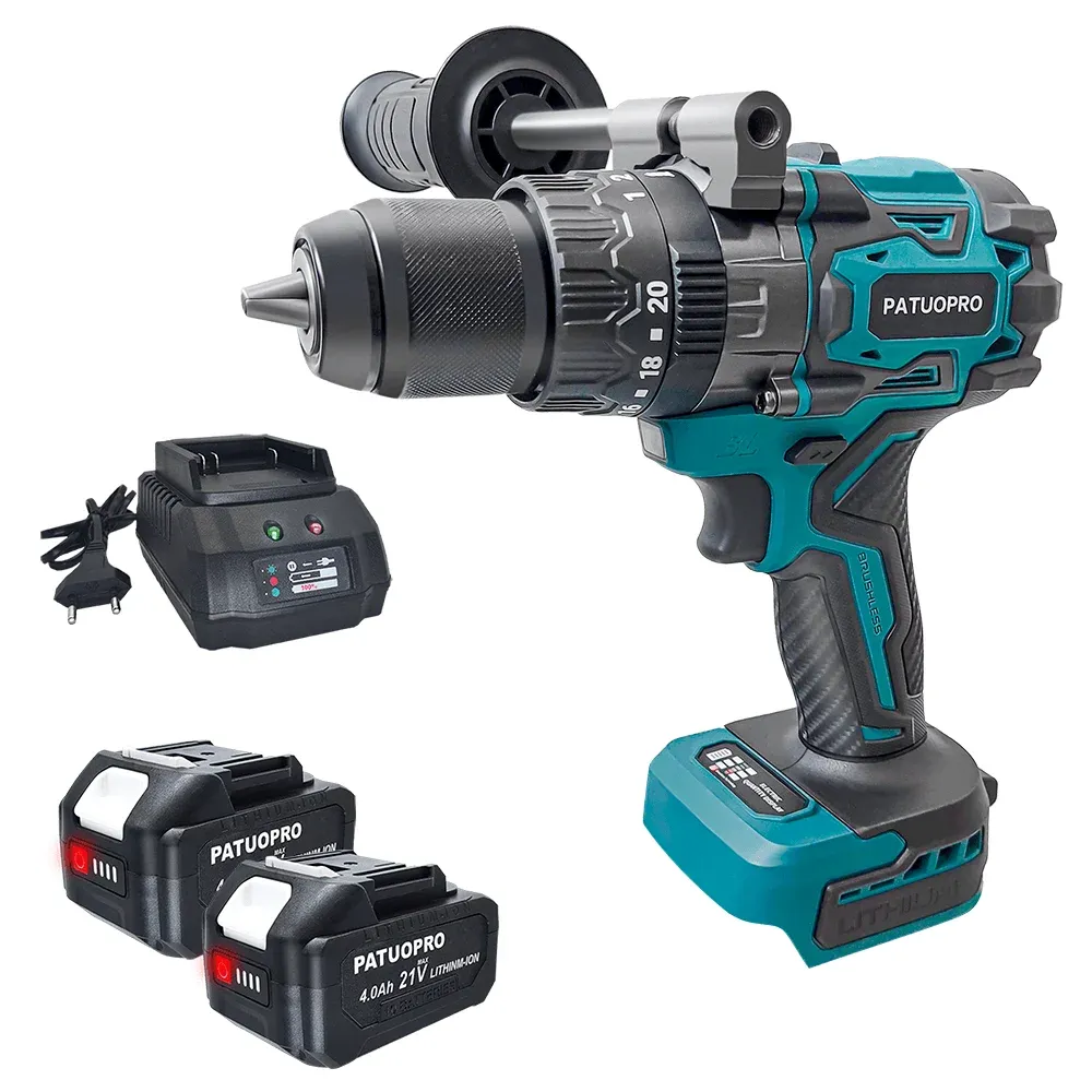 PATUOPRO 13mm Brushless Cordless Impact Drill for Makita 18V Batteries