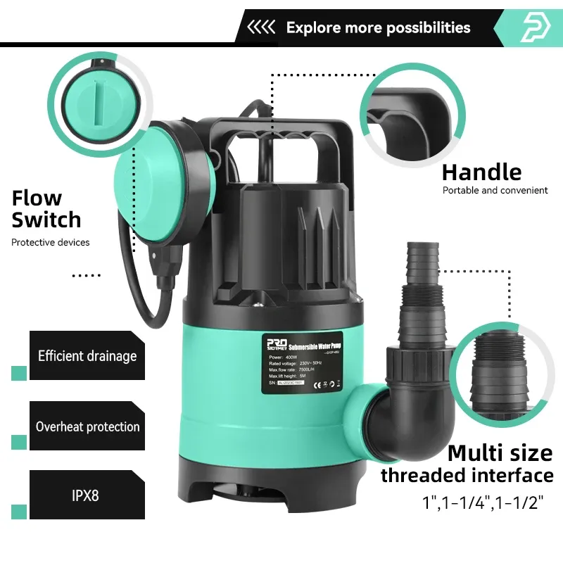 Prostormer 400W Portable Submersible Transfer Pump 7500L/H