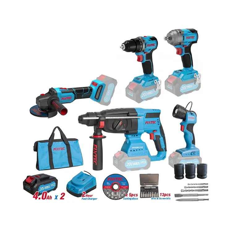FIXTEC 20V 5-in-1 Brushless Cordless Combo Kit