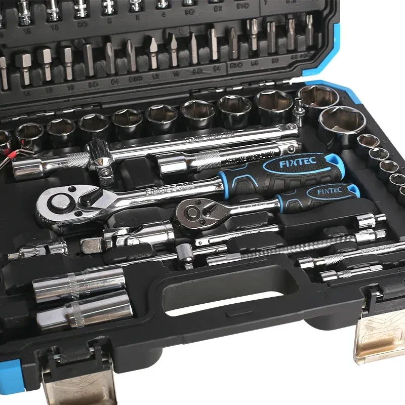 FIXTEC 94-Piece Socket and Ratchet Set for Garage Work