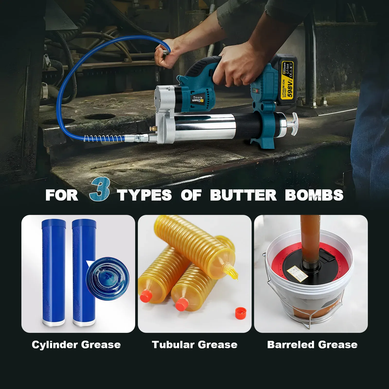 Gisam Brushless High-Pressure Cordless Grease Gun 69MPa