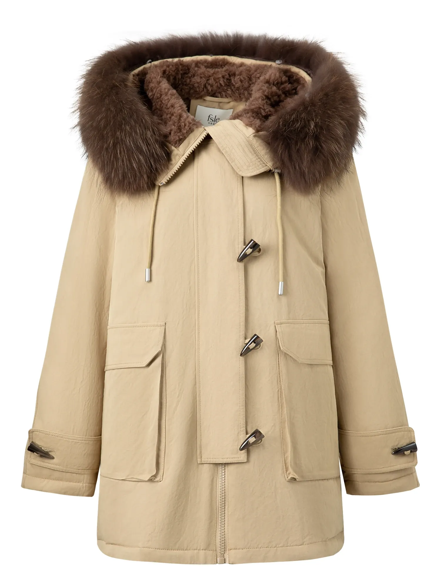 FANSILANEN Hooded Down Parka with Fur Collar