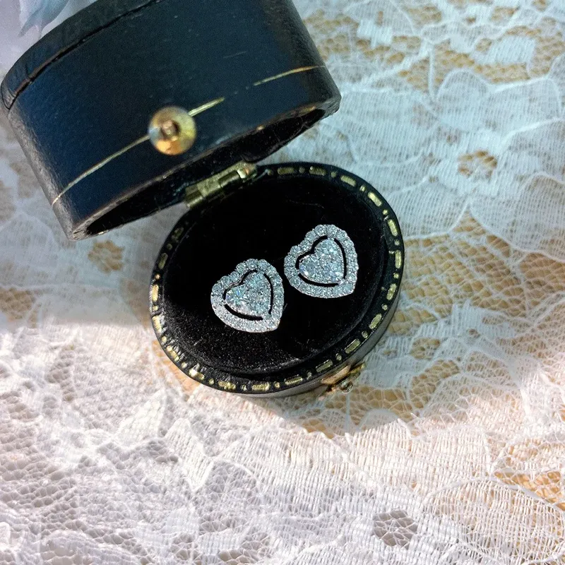 Huitan Heart-Shaped CZ Stud Earrings