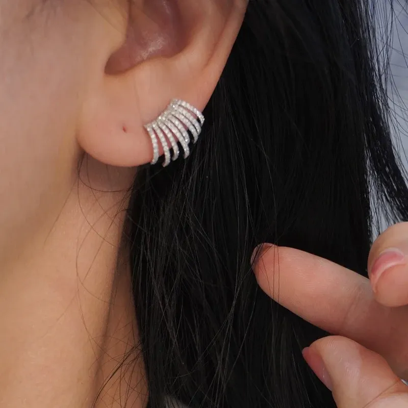 Huitan Pavé Crystal Multi-Claw Stud Earrings