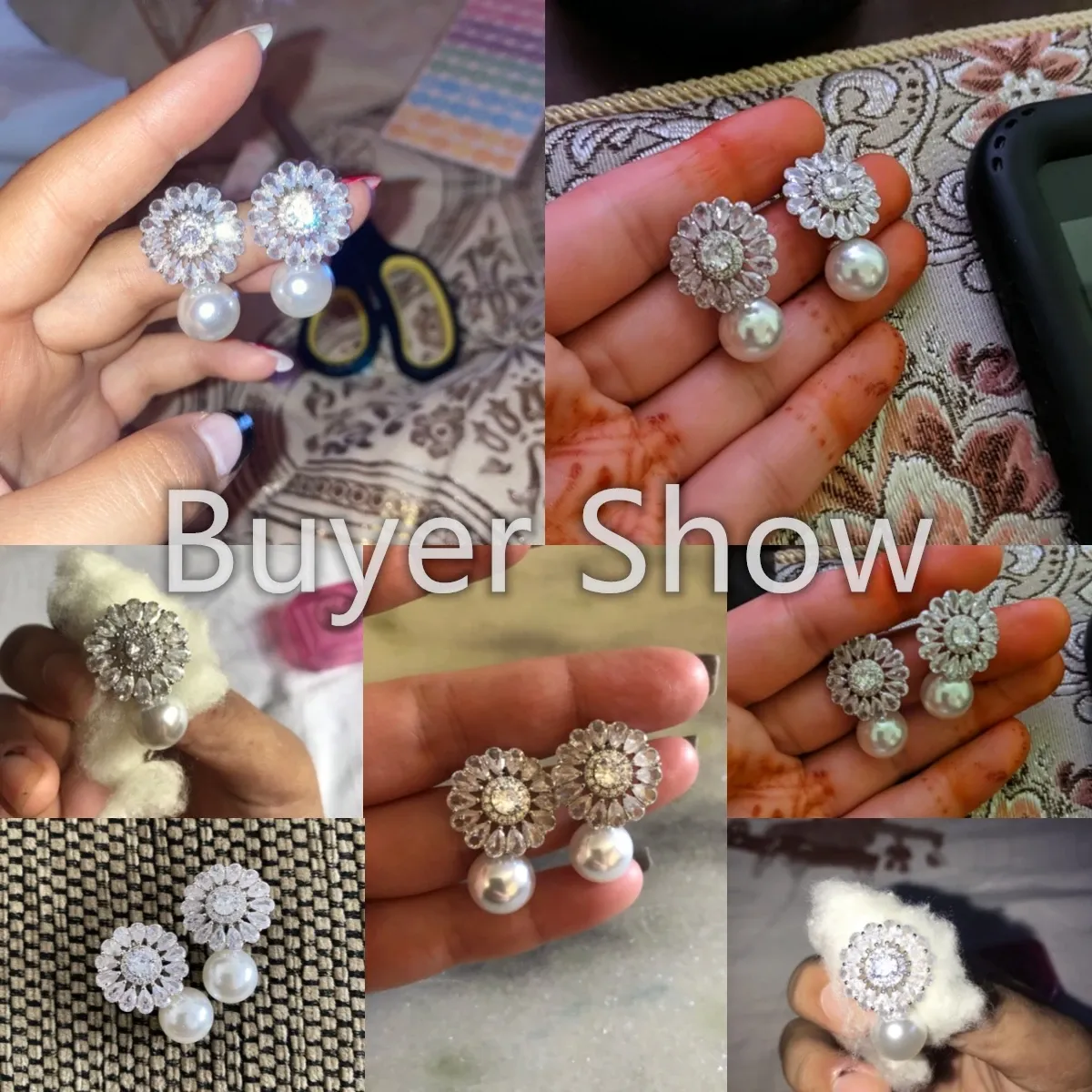 Huitan Pearl and CZ Stud Earrings for Evening Wear