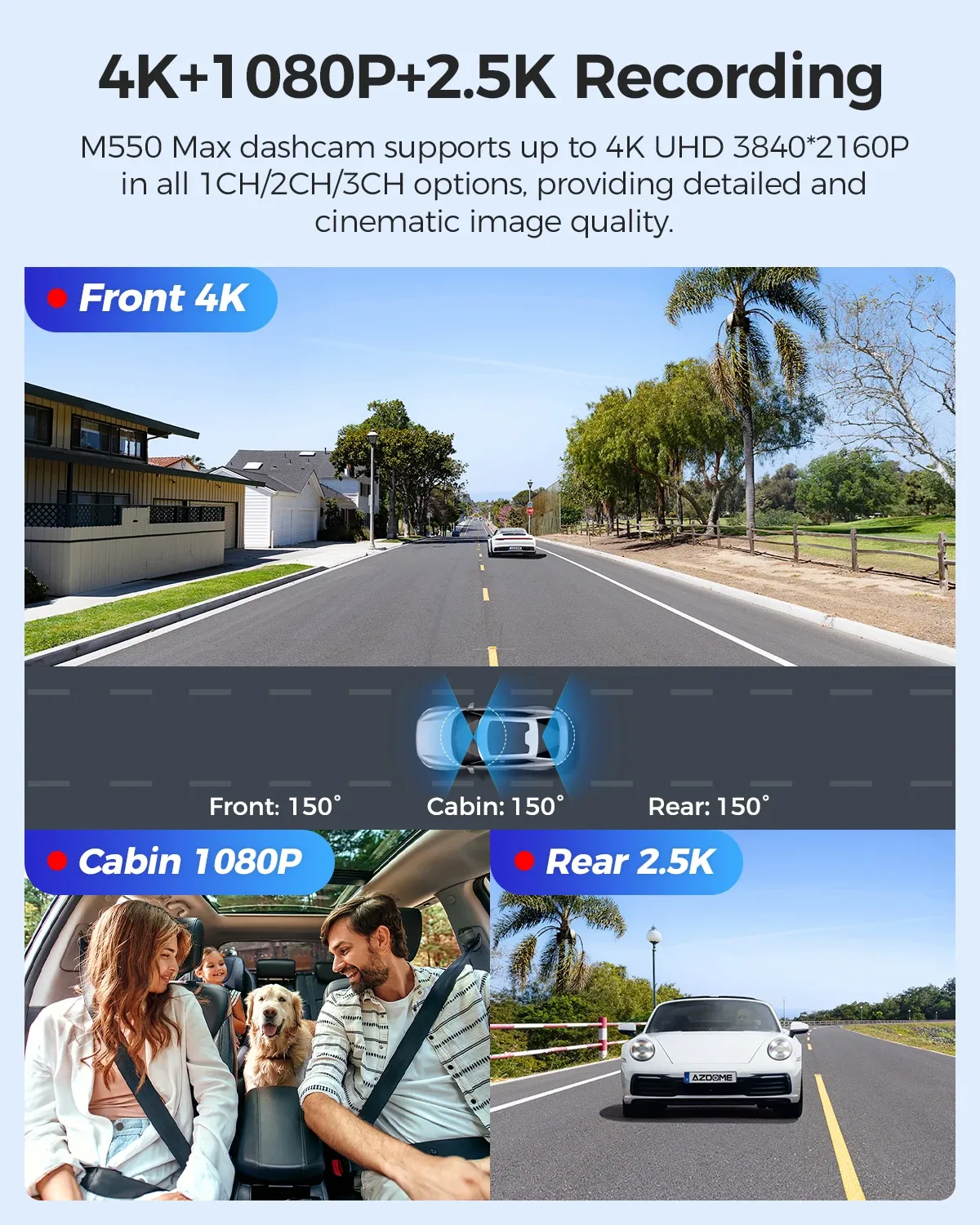 AZDOME M550 Max 4K Dash Cam with GPS and Rear Camera