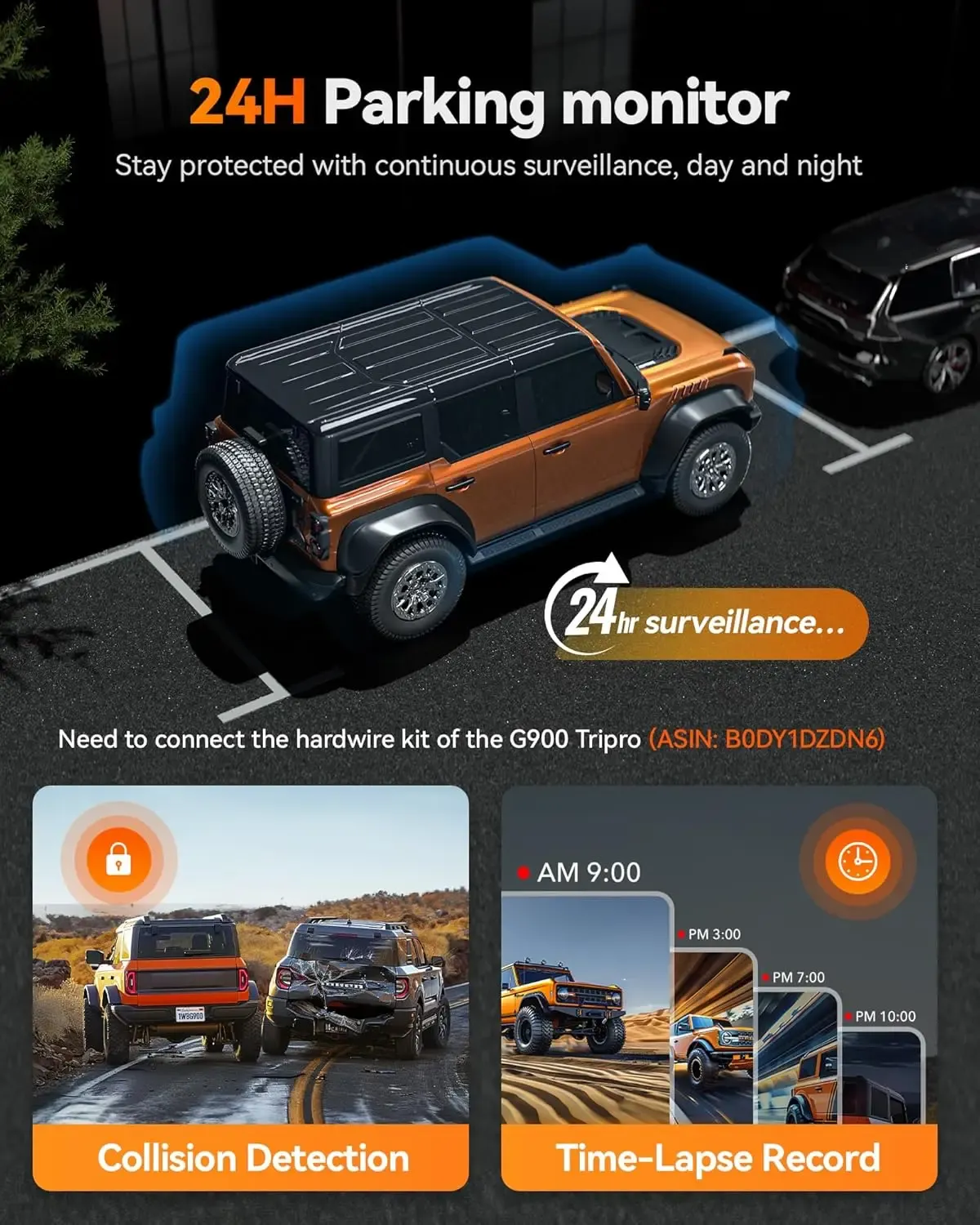 WOLFBOX G900 Tripro 3-Channel 4K Mirror Dash Cam