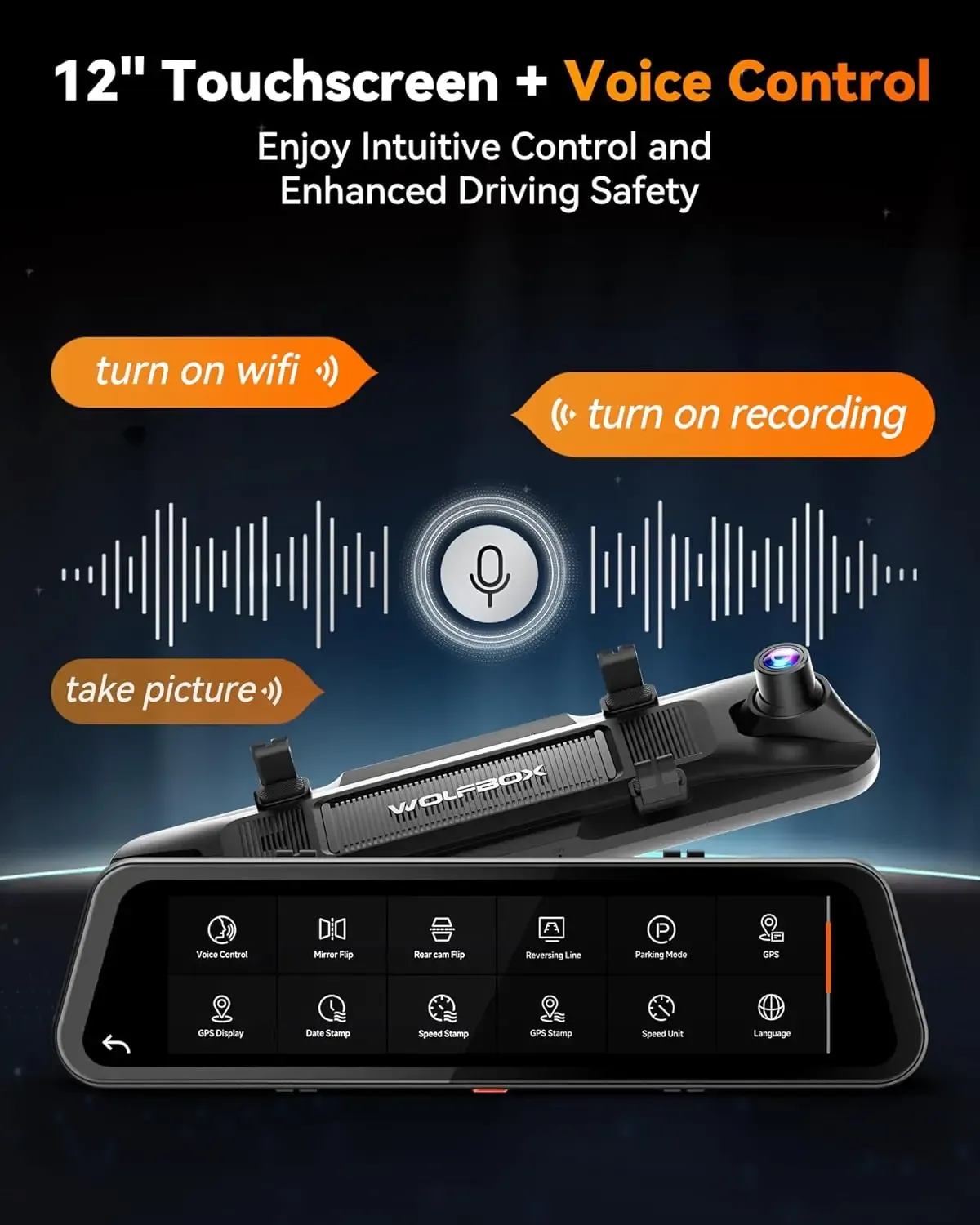 WOLFBOX G900 Tripro 3-Channel 4K Mirror Dash Cam
