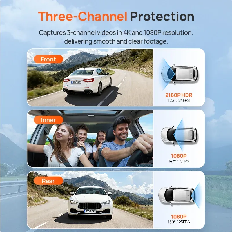 70mai T800E 4K 3-Channel Voice-Control Dash Cam