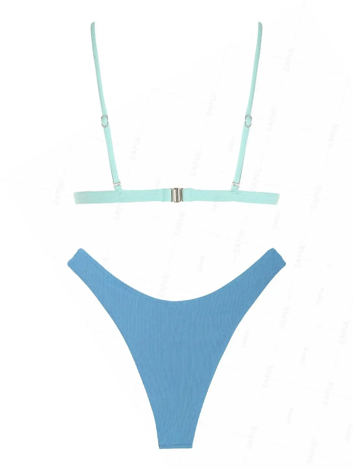 ZAFUL Ribbed Dual-Strap Halter Bikini Set