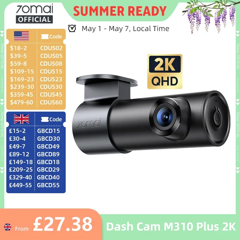 70mai M310 Plus 2K Smart Voice Dash Cam