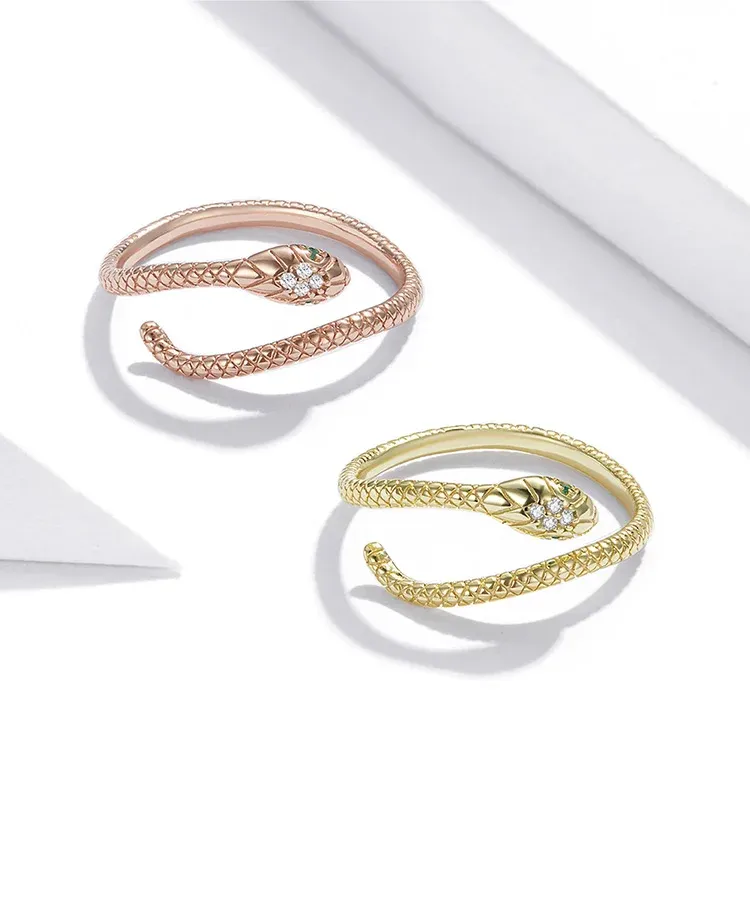 Bamoer Snake Adjustable 925 Sterling Silver Ring