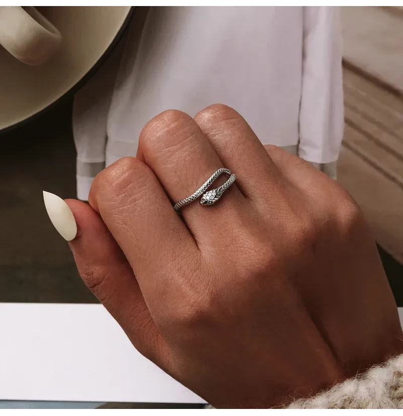 Bamoer Snake Adjustable 925 Sterling Silver Ring
