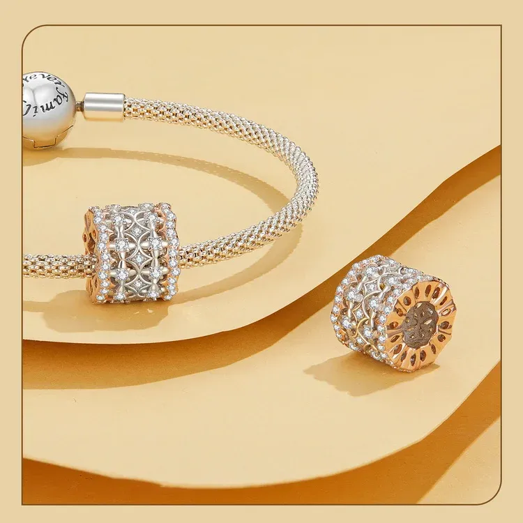 WOSTU Rose Gold Autumn Hollow Charm Bead