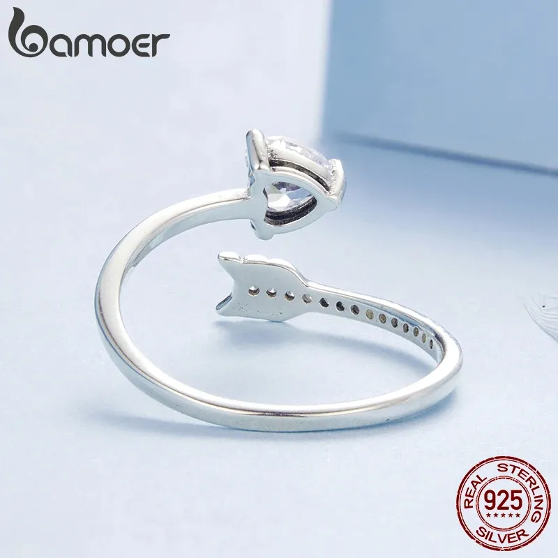 Bamoer Heart Arrow Adjustable 925 Silver Ring