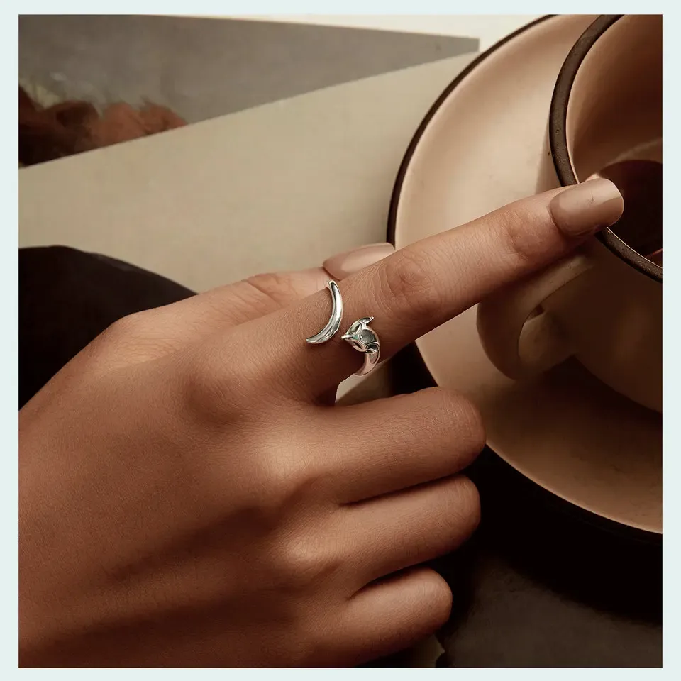 WOSTU 925 Sterling Silver Vintage Open Rose Skull Ring