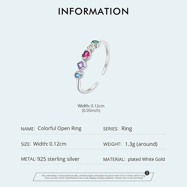Bamoer 925 Sterling Silver Adjustable Open Zircon Ring