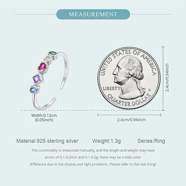 Bamoer 925 Sterling Silver Adjustable Open Zircon Ring