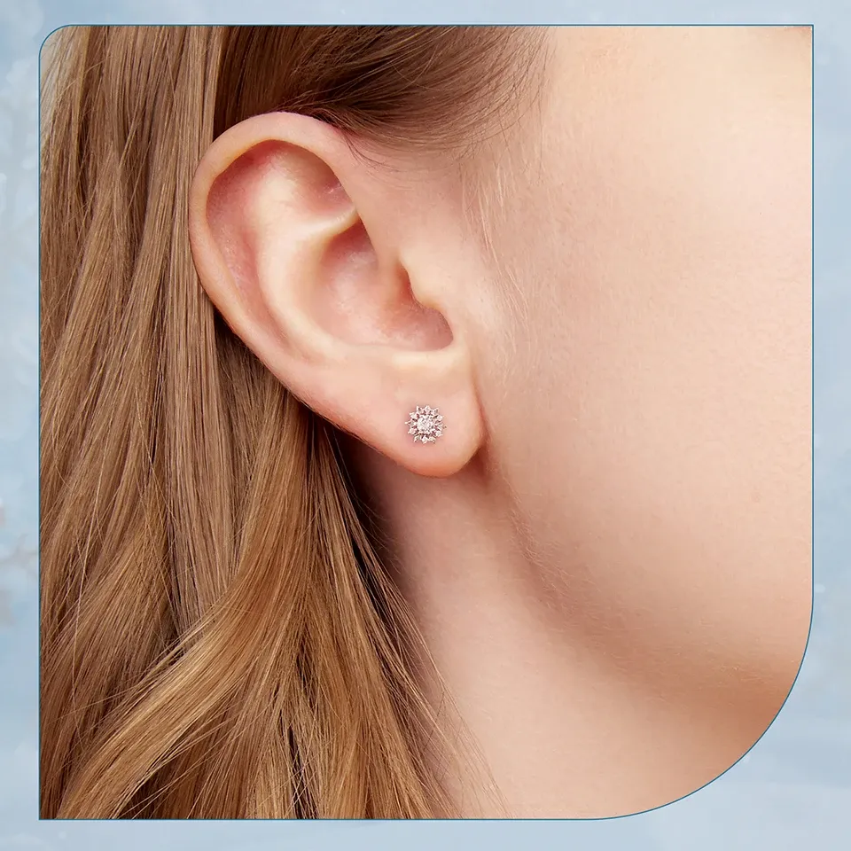 Bamoer Ice Flower 925 Sterling Silver Ring and Stud Earring Set