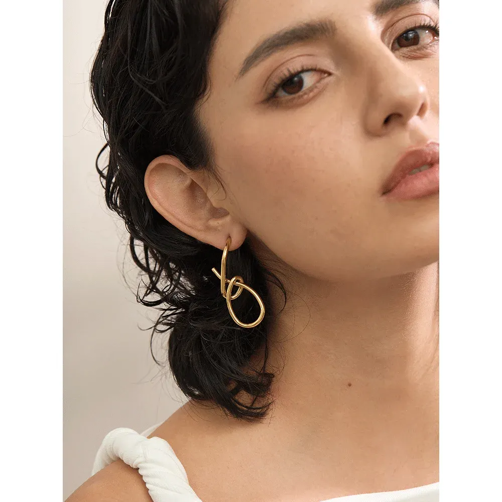 Yhpup Geometric Big Drop Stainless Steel Statement Earrings