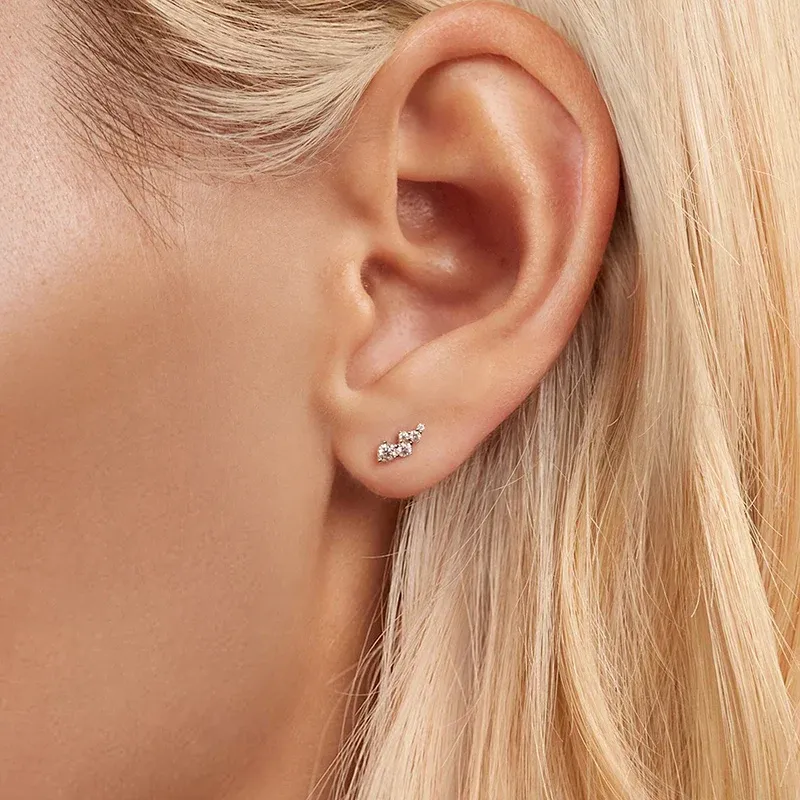 Bamoer Moissanite Bubble Cross Stud Earrings