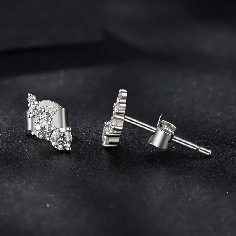 Bamoer Moissanite Bubble Cross Stud Earrings