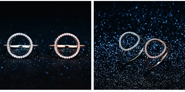 925 Sterling Silver Hollow Zircon Hoop Ring