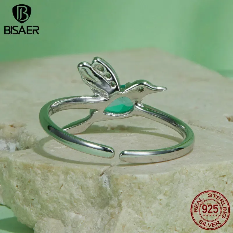 Bamoer Mint Hummingbird 925 Sterling Silver Open Ring
