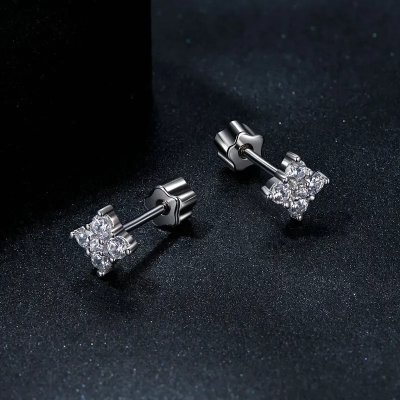 Bamoer U Moissanite Star Stud Earrings in 925 Sterling Silver