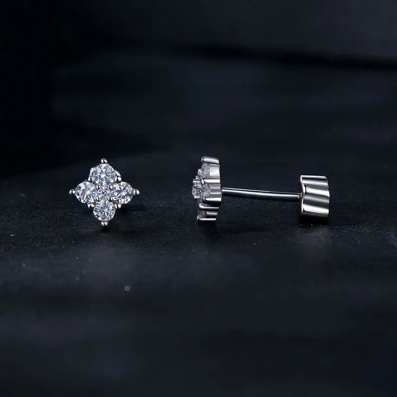 Bamoer U Moissanite Star Stud Earrings in 925 Sterling Silver