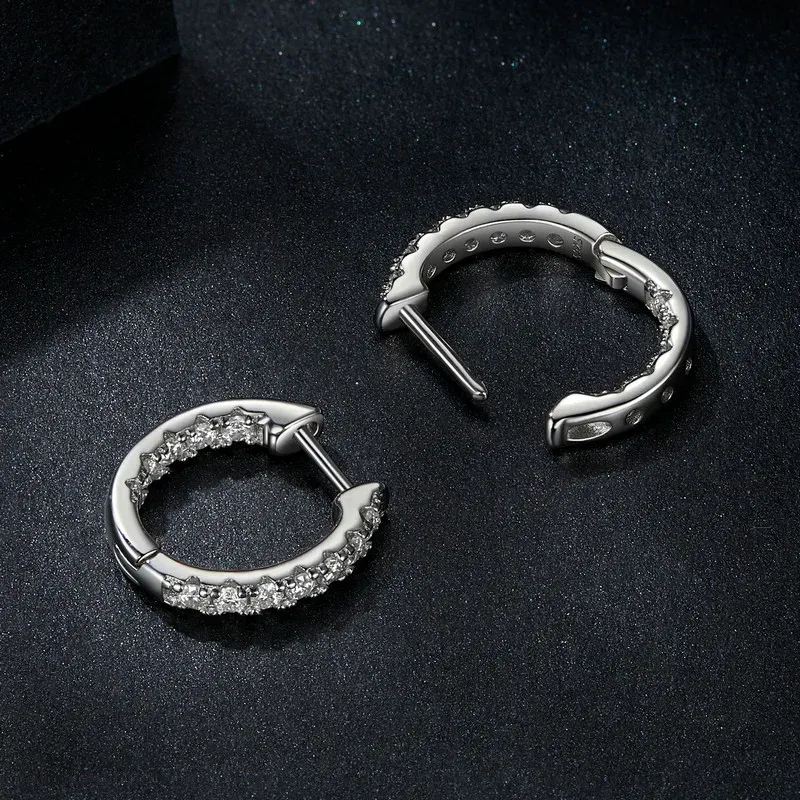 Certified Double-Layer Moissanite Hoop Earrings in Sterling Silver