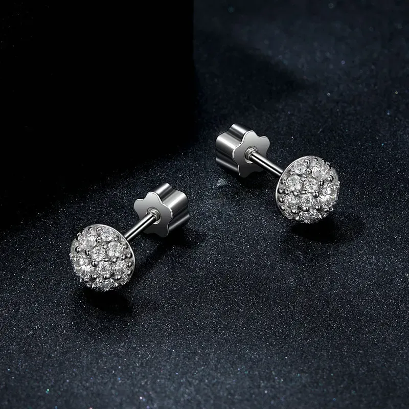 Bamoer Certified Half-Ball Moissanite Sterling Silver Stud Earrings