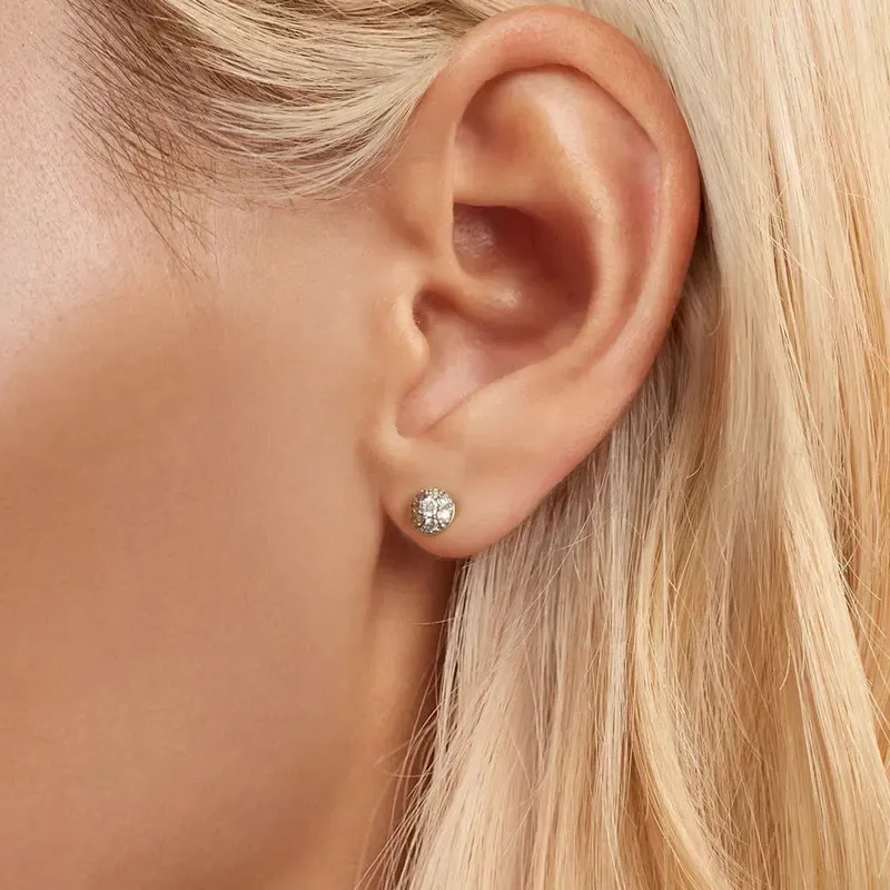 Bamoer Certified Half-Ball Moissanite Sterling Silver Stud Earrings
