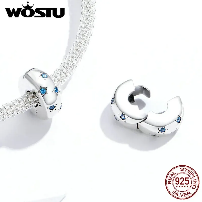 WOSTU 925 Sterling Silver CZ Clip Charm for Pan Bracelets