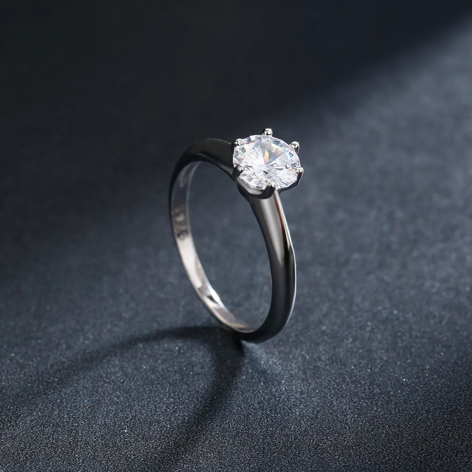 Modian 925 Sterling Silver Classic Zircon Wedding Ring