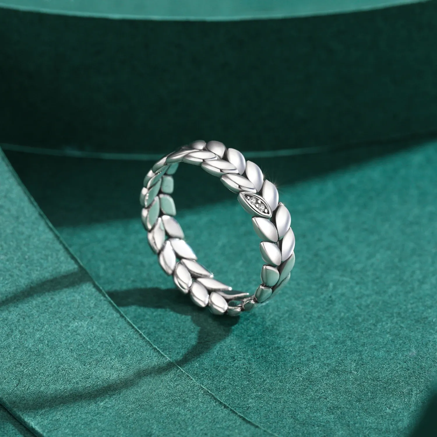 Modian 925 Sterling Silver Wheat Leaf Stackable Ring