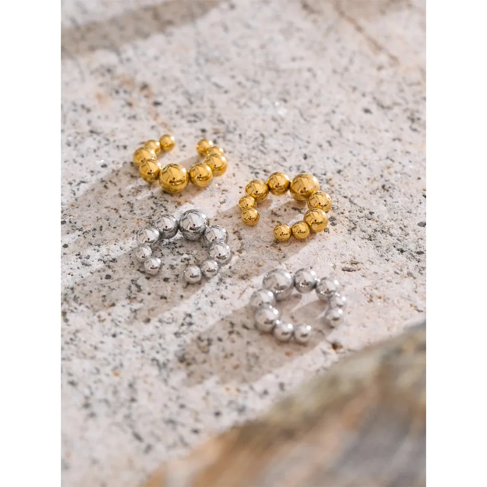 Yhpup Stainless Steel Round Bead Ear Clip Earrings
