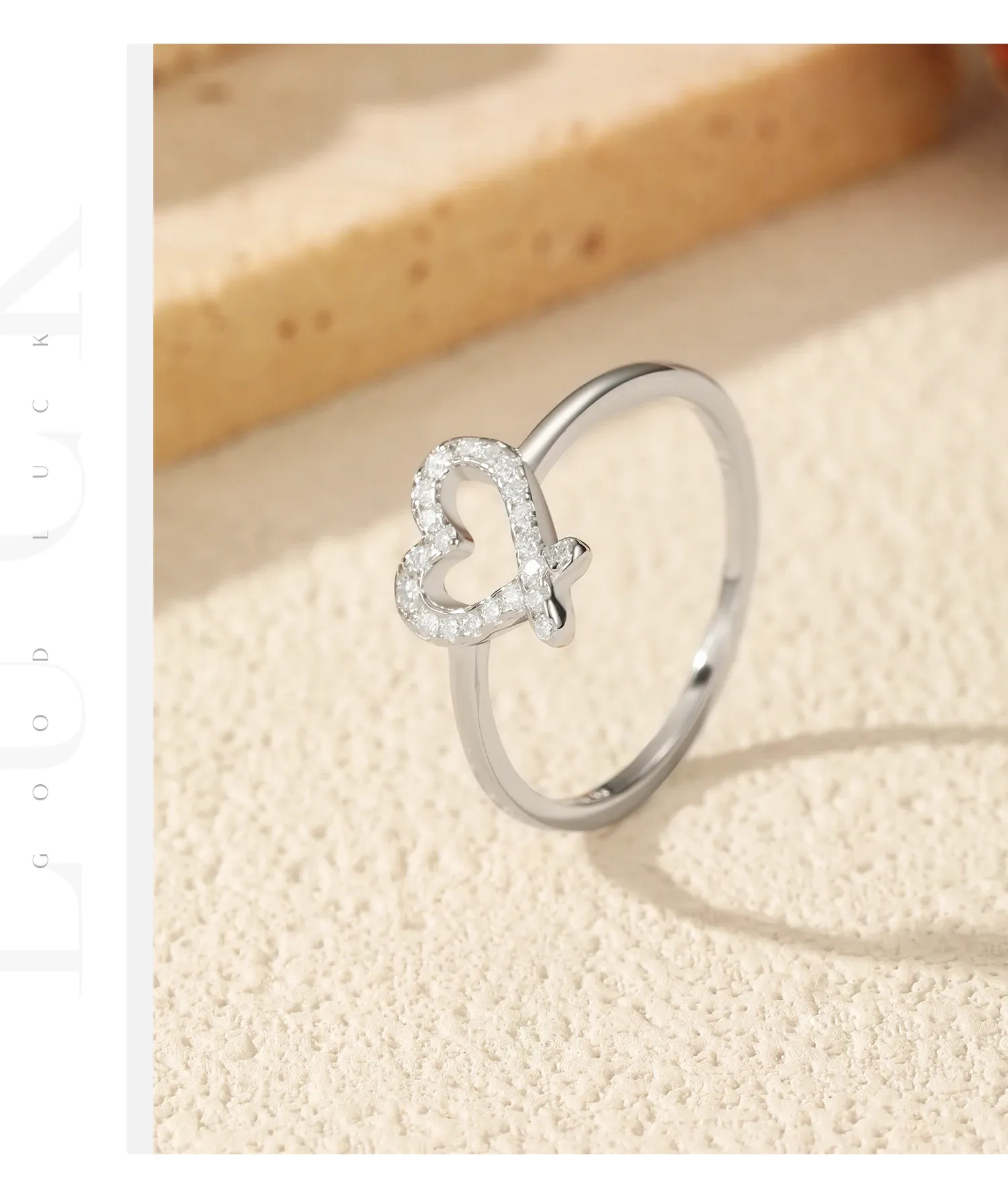 Modian Irregular Heart Moissanite Sterling Silver Cocktail Ring