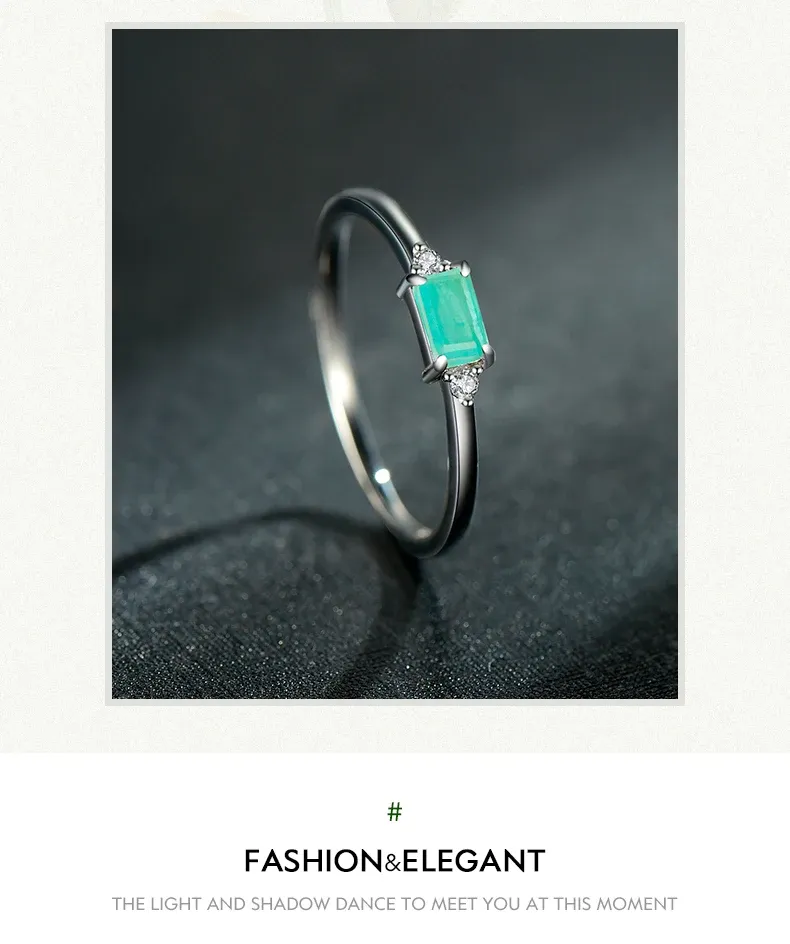 MODIAN 925 Sterling Silver Green Tourmaline Geometric Ring