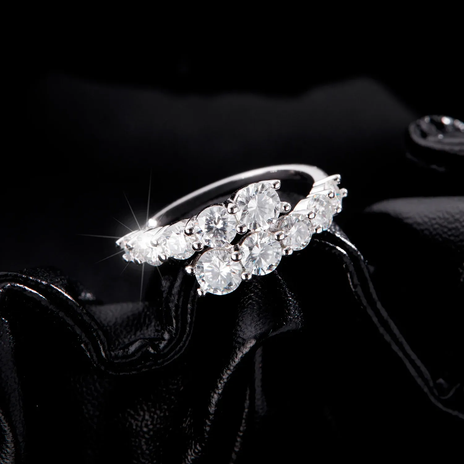 Modian 925 Sterling Silver Round Zircon Eternity Band