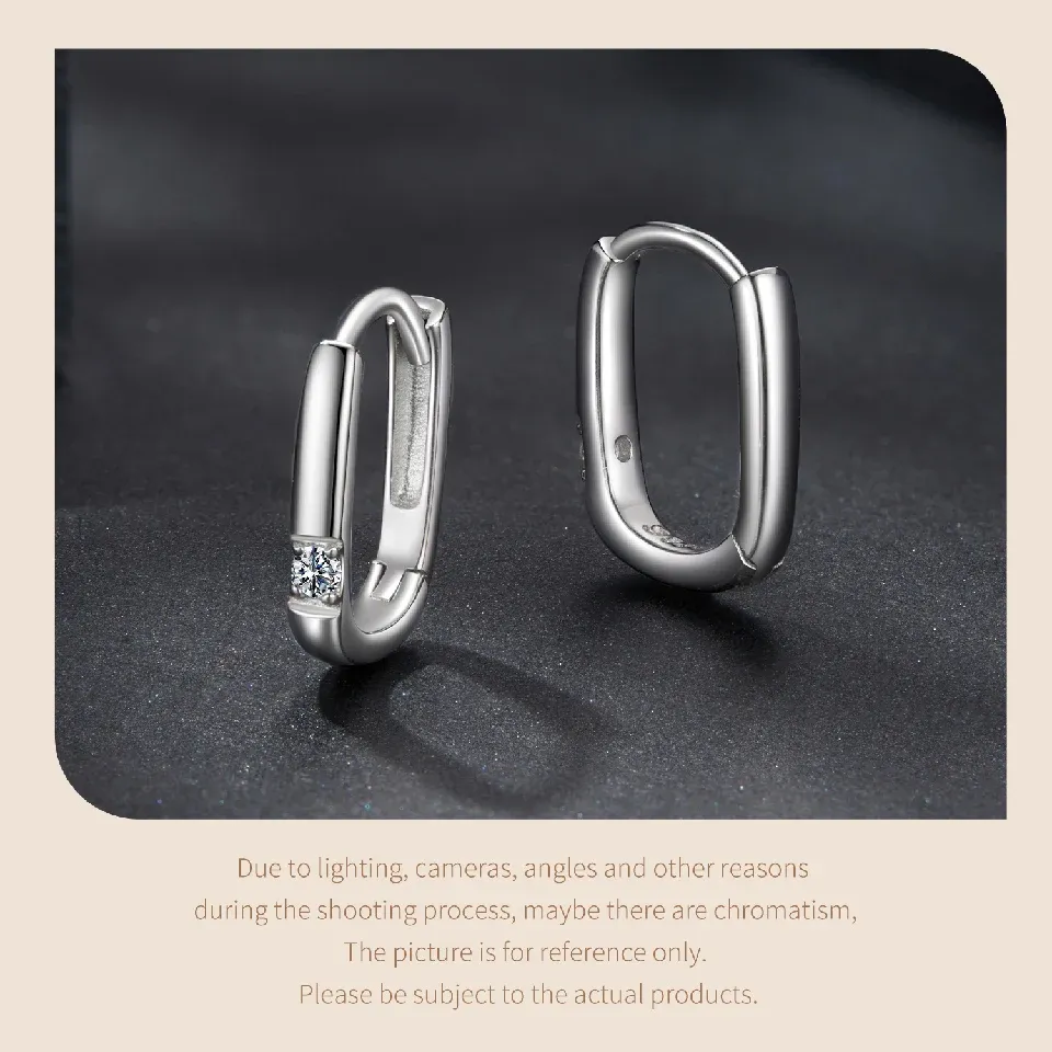 Bamoer D-Colour Moissanite Oval Hoop Ear Climber