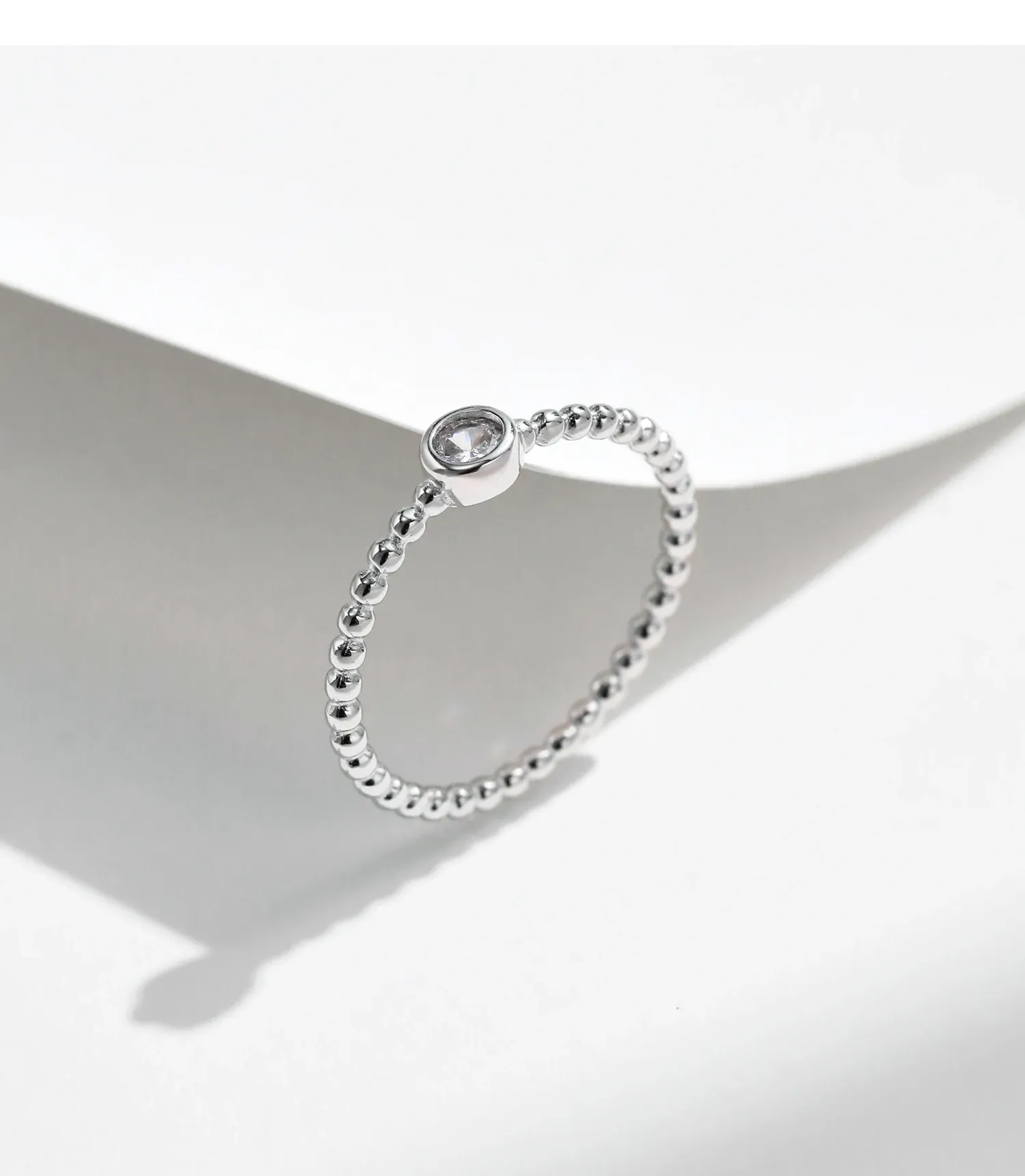 Modian Bezel Moissanite Stackable Sterling Silver Ring
