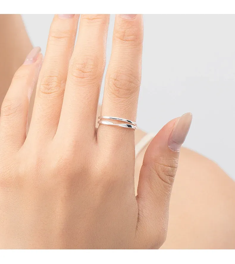 MODIAN Twisted 925 Sterling Silver Adjustable Open Ring