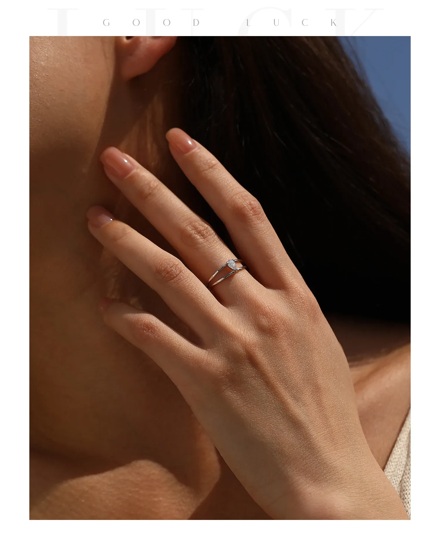 Modian Water Drop Moissanite 925 Sterling Silver Ring