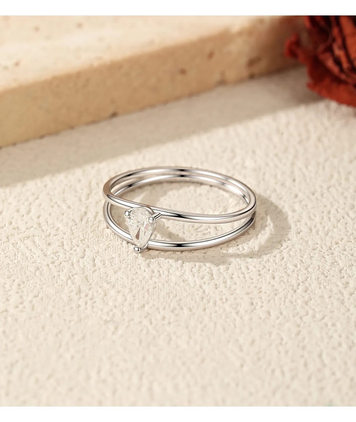 Modian Water Drop Moissanite 925 Sterling Silver Ring