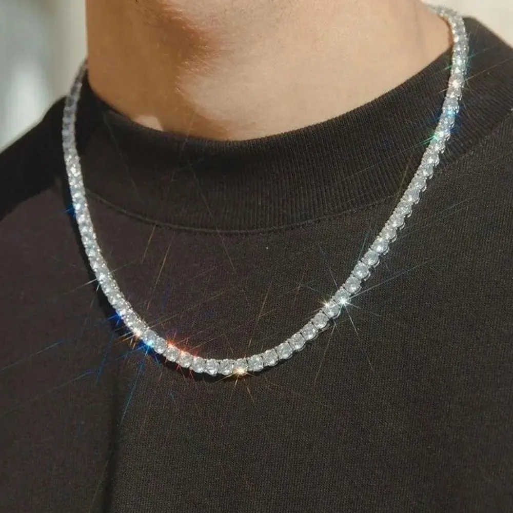 Knobspin Certified Moissanite Tennis Necklace in 925 Sterling Silver