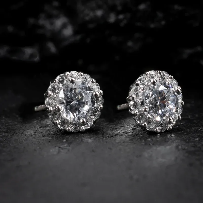 Huitan Cubic Zirconia Geometric Stud Earrings